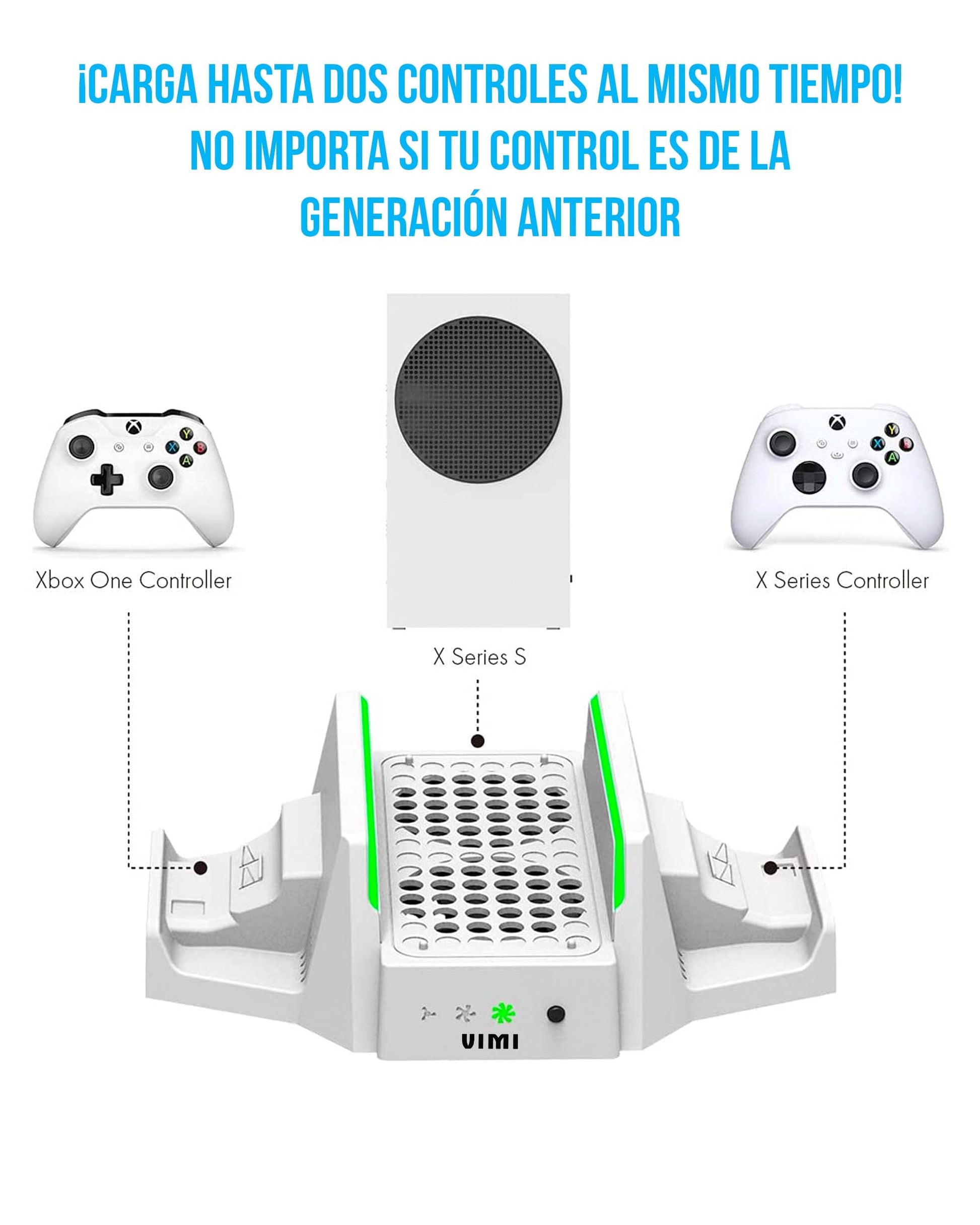 Base Enfriadora y Recarga control Compatible Xbox Series S incluye 2 baterías recargables