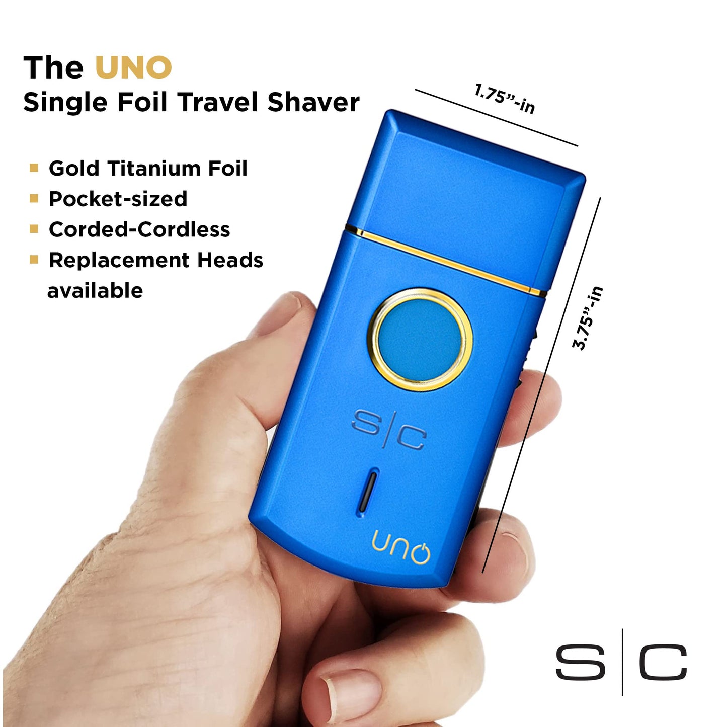 StyleCraft Uno Single Foil Afeitadora USB Recargable Tamaño Viaje Azul