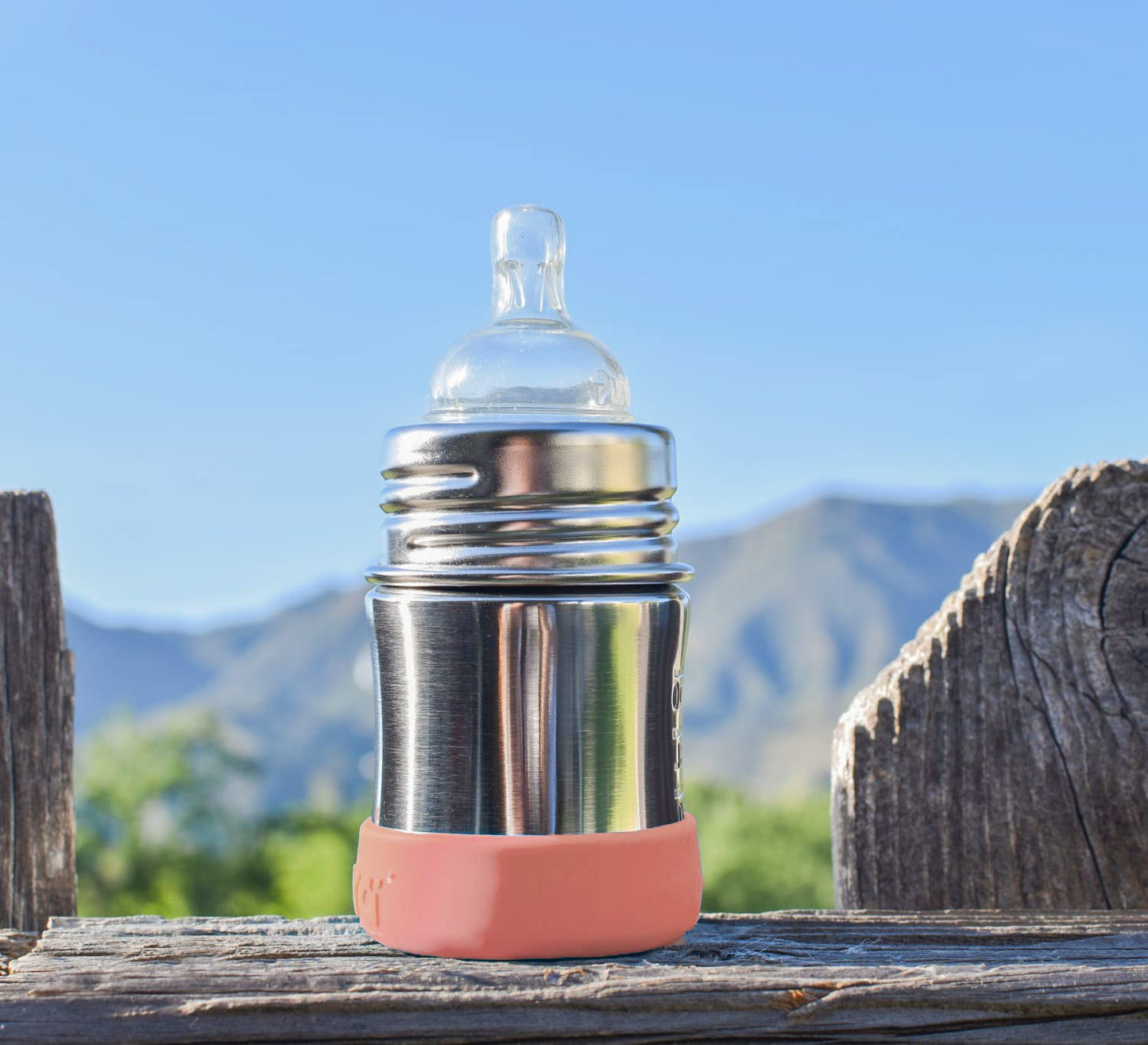 Parachoques de Silicona Pura Kiki Musgo y Rosa Antideslizante Grado Médico para Botellas de Acero Inoxidable