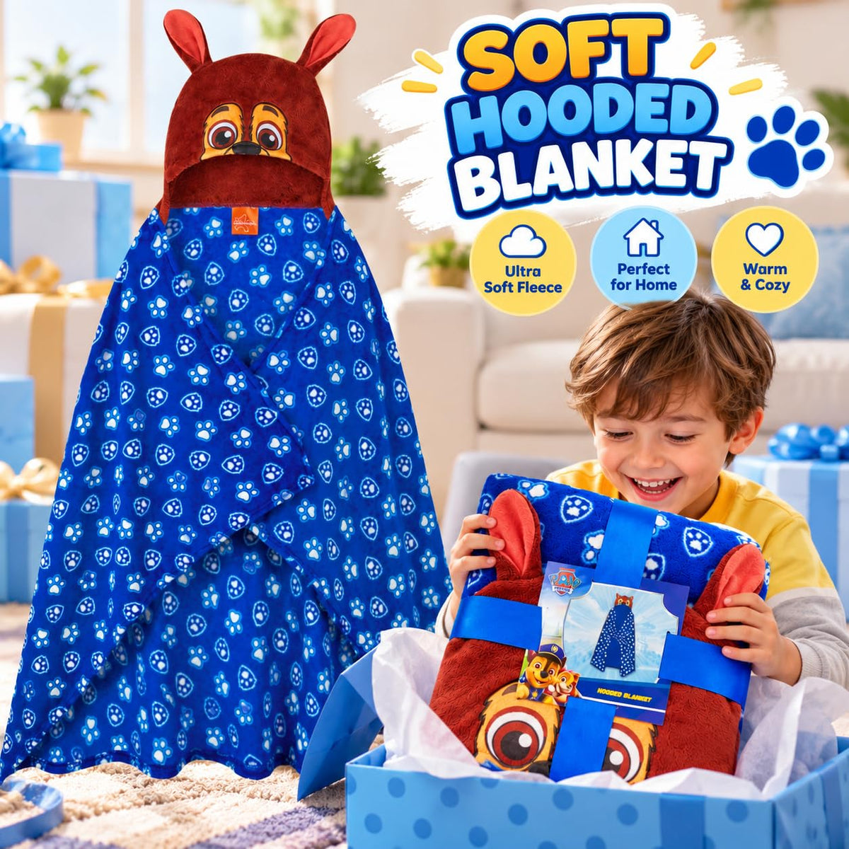 Get Trend Paw Patrol - Manta con capucha para niños (Patrulla Canina Azul)