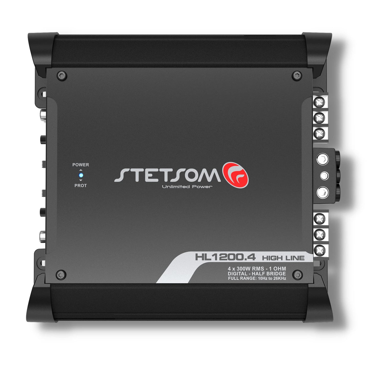 Amplificador de Audio Estéreo Multicanal Stetsom HL 1200.4, 1.2K Vatios RMS, 4 Canales, Negro, Calidad de Sonido HD para Coche