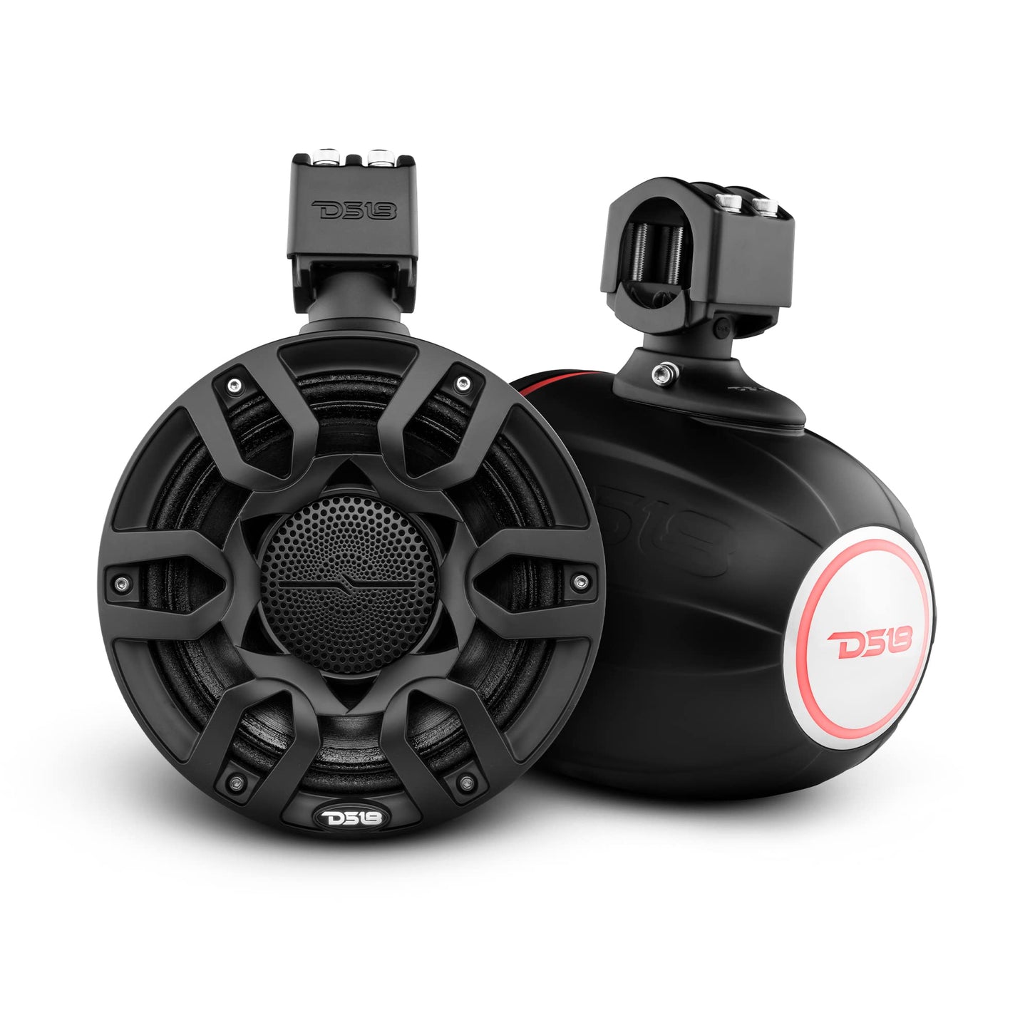 DS18 Hydro NXL-X8PRO/BK Altavoces compactos de torre de Wakeboard de 8 pulgadas con altavoz híbrido de rango medio y driver de compresión, luces LED RGB integradas, 500 vatios, cubierta de altavoz
