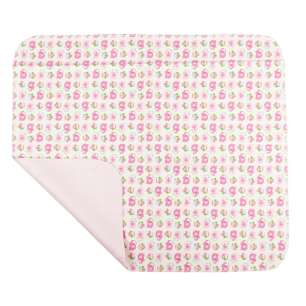 ReUseLife - Alfombrilla para cambiador de pañales de franela de algodón impermeable, tamaño grande, 31.5 x 26.5 pulgadas (elefantes rosados)