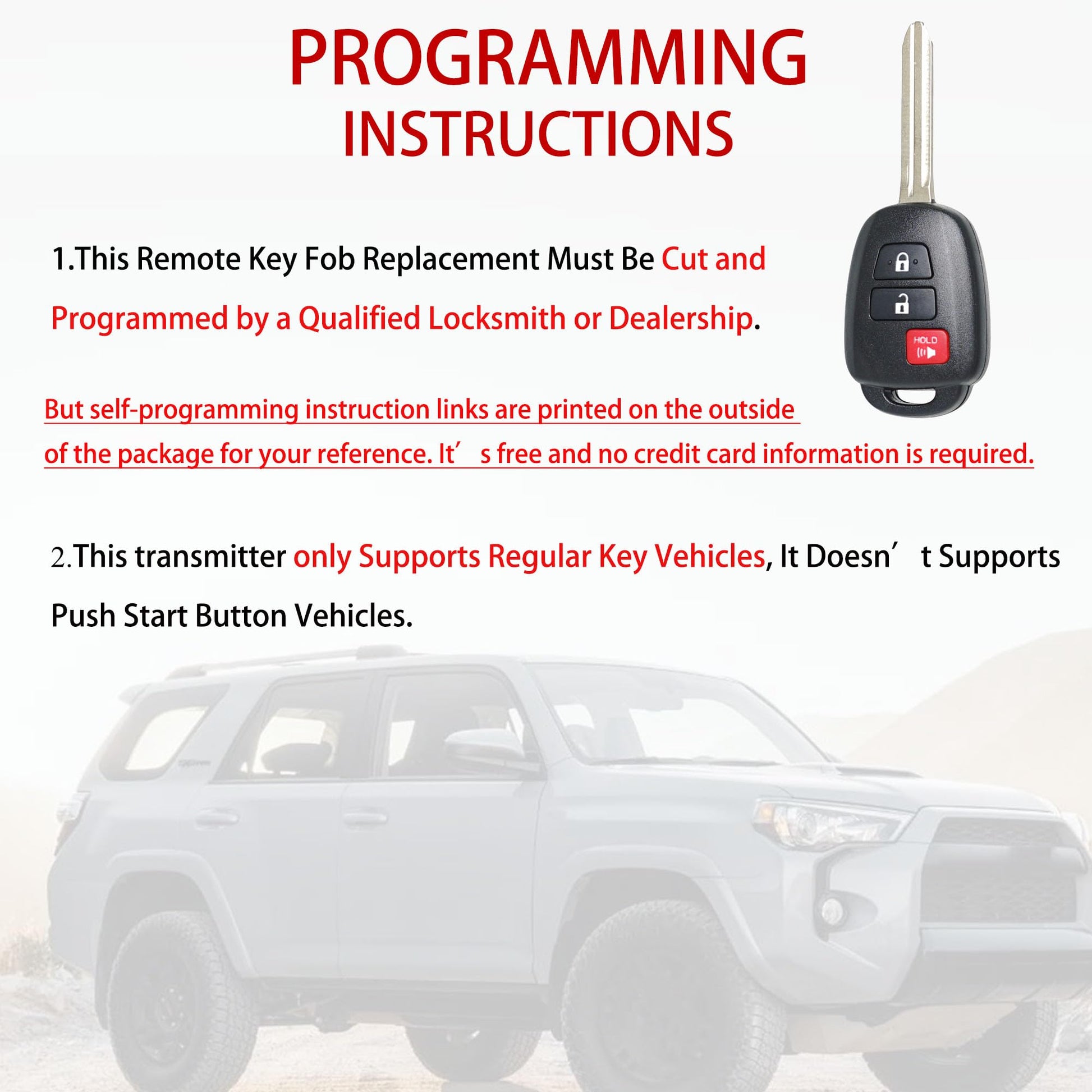 MechanMagic - Repuesto para mando a distancia para Toyota 2013, 2014, 2015, 2016, 2017, 2018, 2019, 2020, 2021, RAV4, Tacoma, Prius C, control remoto de entrada sin llave, HYQ12BDM HYQ12BEL 89070