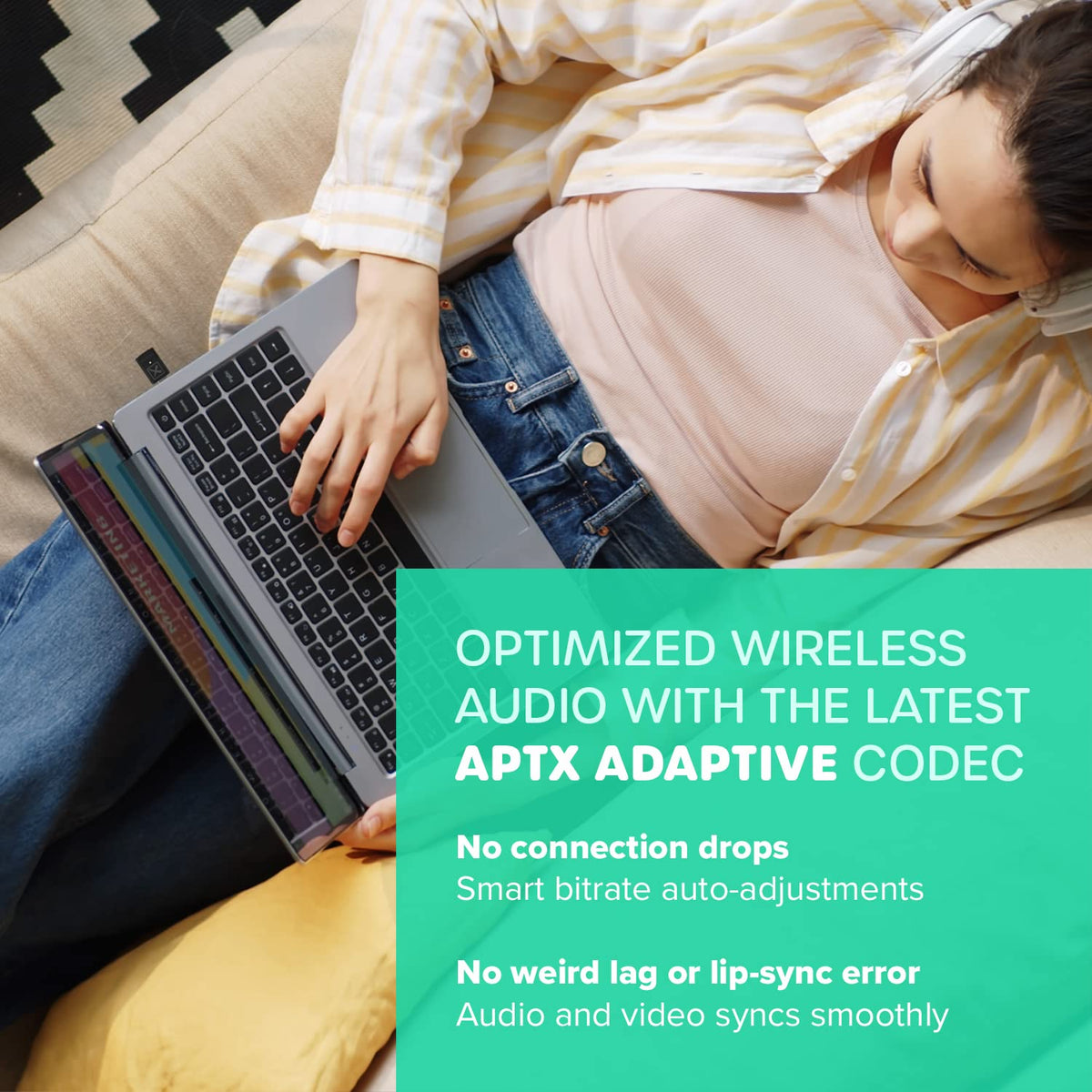 Transmisor de Audio Creative Bluetooth 5.2 Negro con Adaptador aptX y Soporte de Chat de Voz para Dispositivos Múltiples