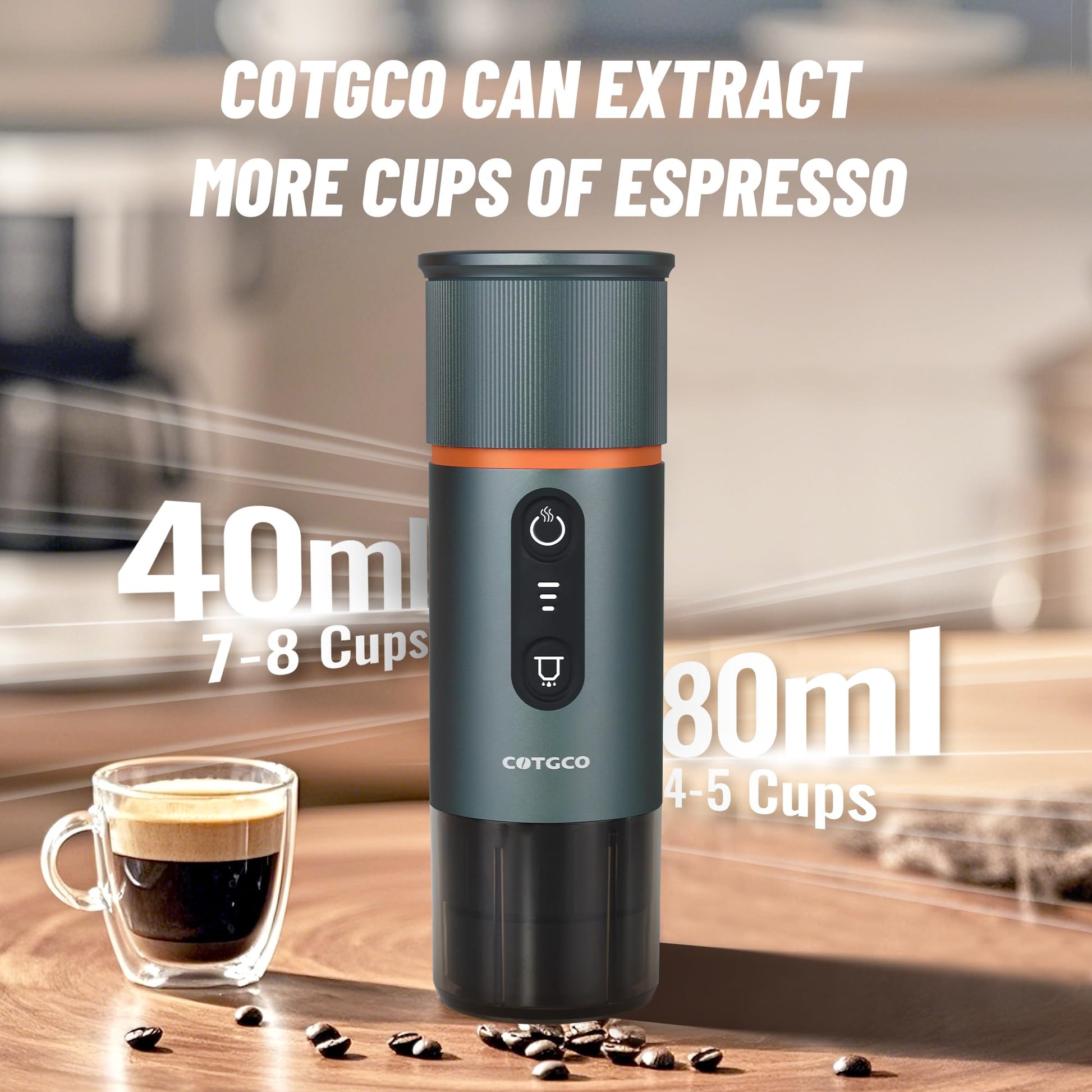 COTGCO - Cafetera portátil para viajes: cafetera portátil, autocalentamiento, haz 8 tazas de café de una sola carga, café en cualquier momento, compatible con cápsulas Nespresso, color azul