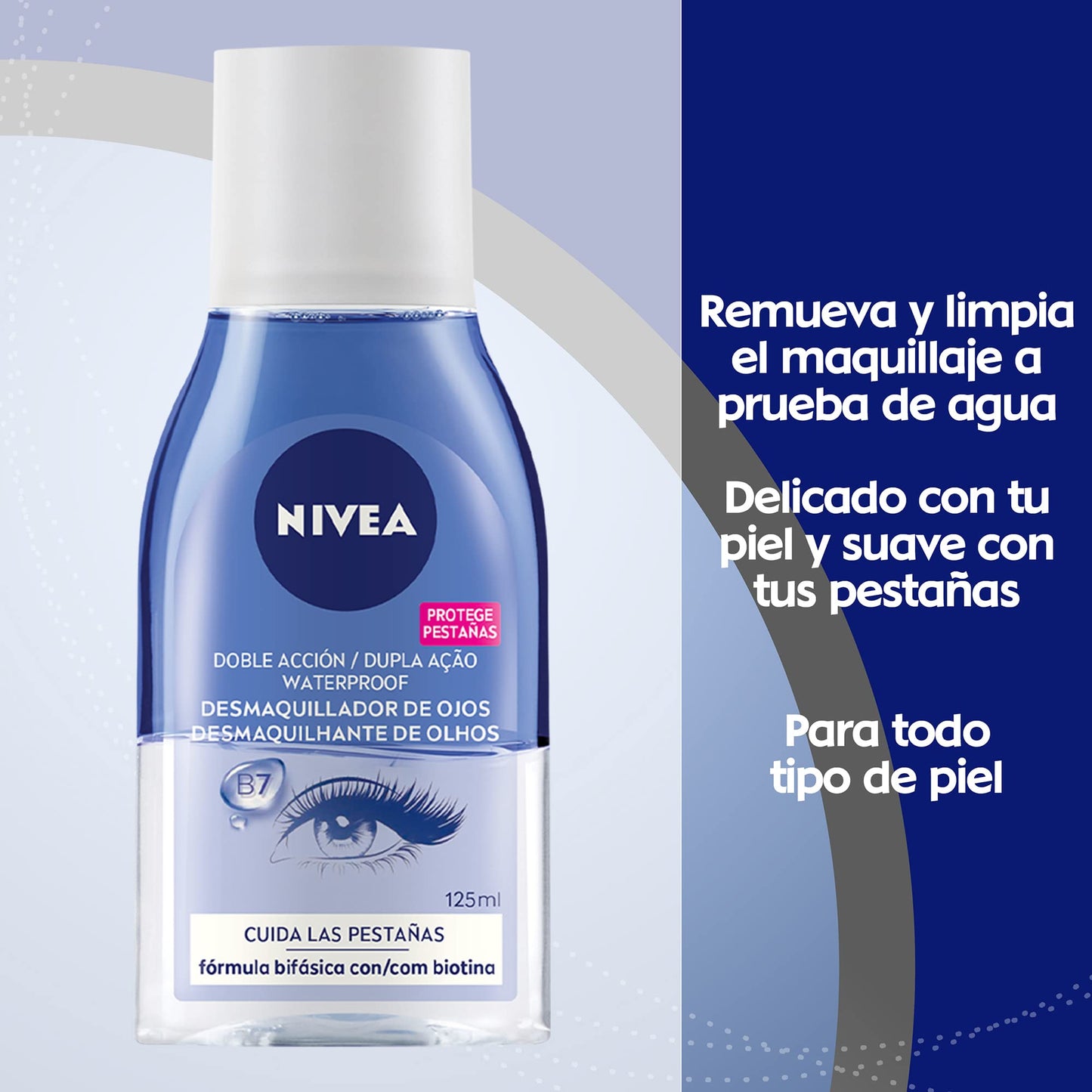 Nivea Crema Hidratante Facial Fps 30 Efecto Mate, 50ml + Desmaquillante facial Bifásico de Ojos (125 ml), Elimina la mascara y y maquillaje a prueba de agua, Enriquecido