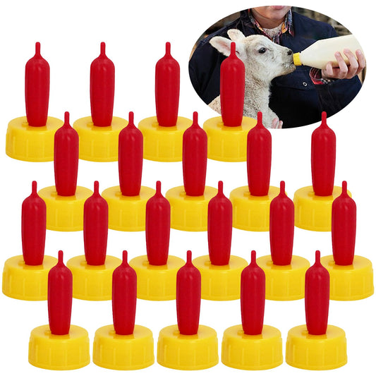 20 chupetes de goma suave para pezones de cabra para alimentar a cachorros, potro, pantorrilla, animales pequeños, atornillados, botella de coque de coque (amarillo)