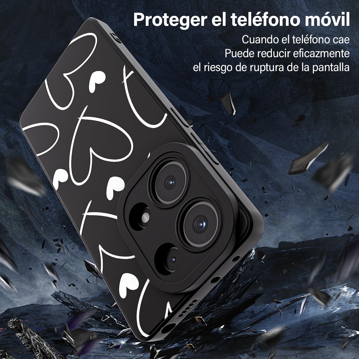 Threehao Funda para Redmi Note 13 Pro 4G y Poco M6 Pro 4G, Ultra Delgado Flexible Suave TPU Silicona Carcasa con Moda Aesthetic Dibujos Corazón Blanco Simple, Antigolpes Anti-arañazos Protectora