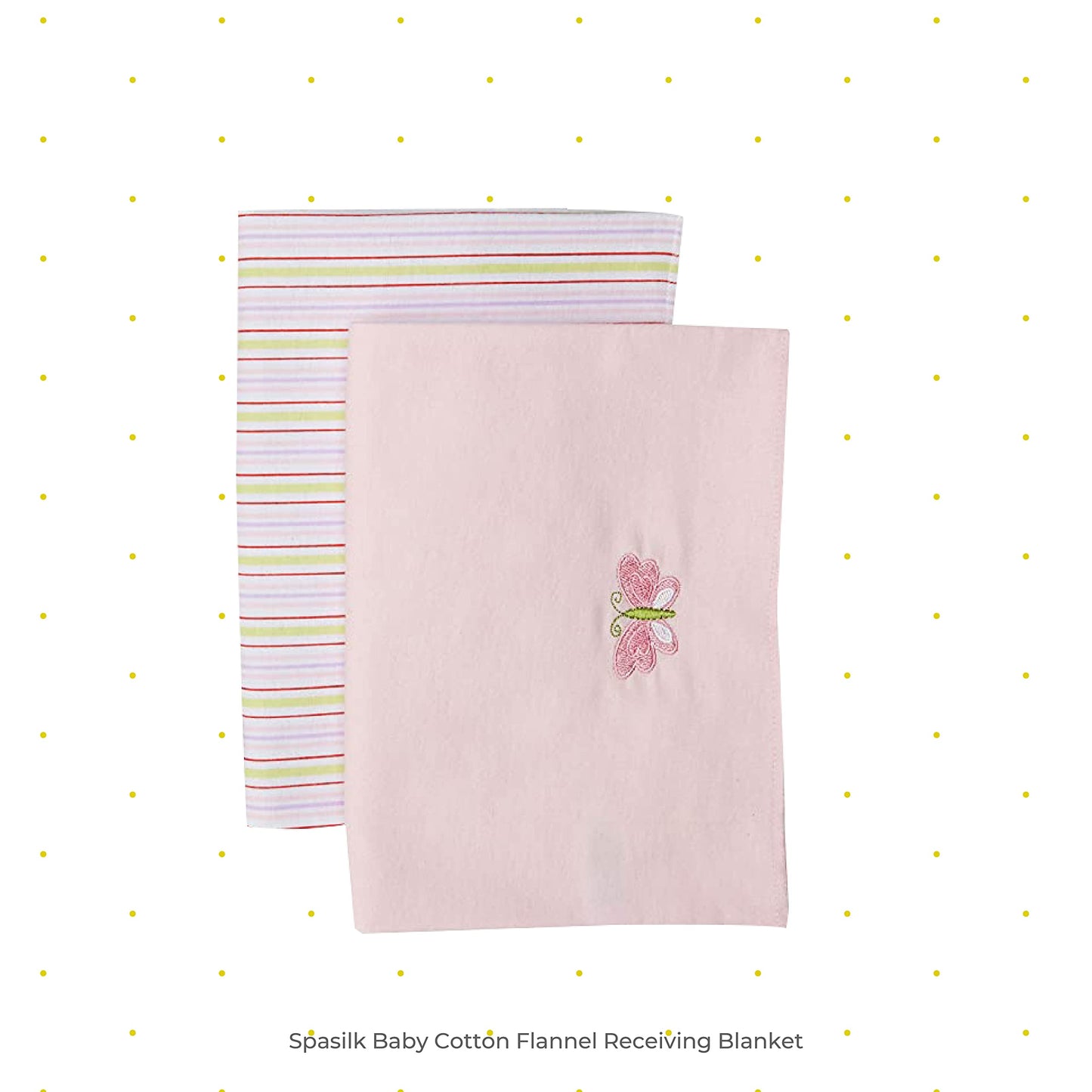 Spasilk Baby - Paquete de 4 Mantas de Franela 100% algodón, Mariposa Rosa, Talla única
