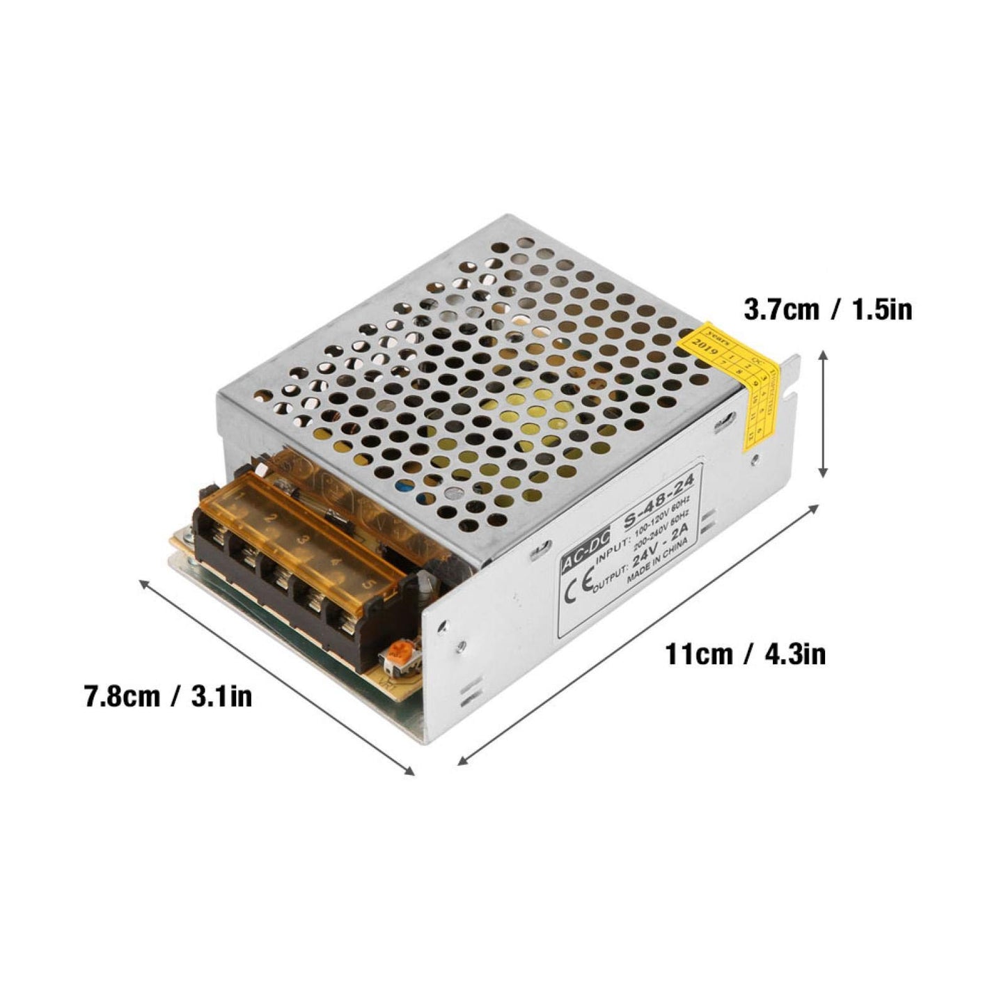 Transformador de Potencia de Voltaje Constante 110V-220V AC 24V/2A Convertidor de Voltaje de Modo de Conmutación