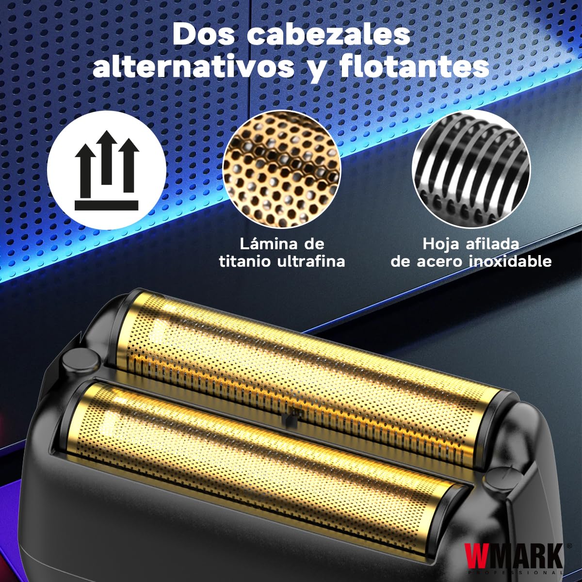 WMARK Afeitadora eléctrica para hombre, 9000RPM Maquina De Afeitar Inalámbrica, (recargable, húmeda y seca), Máquina de afeitar