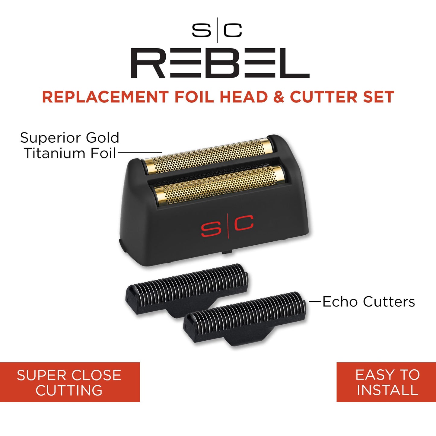 Stylecraft Cabezal De Repuesto De Lámina De Titanio Dorado Para Afeitadora Rebel Con Dos Cuchillas Echo De Acero Inoxidable