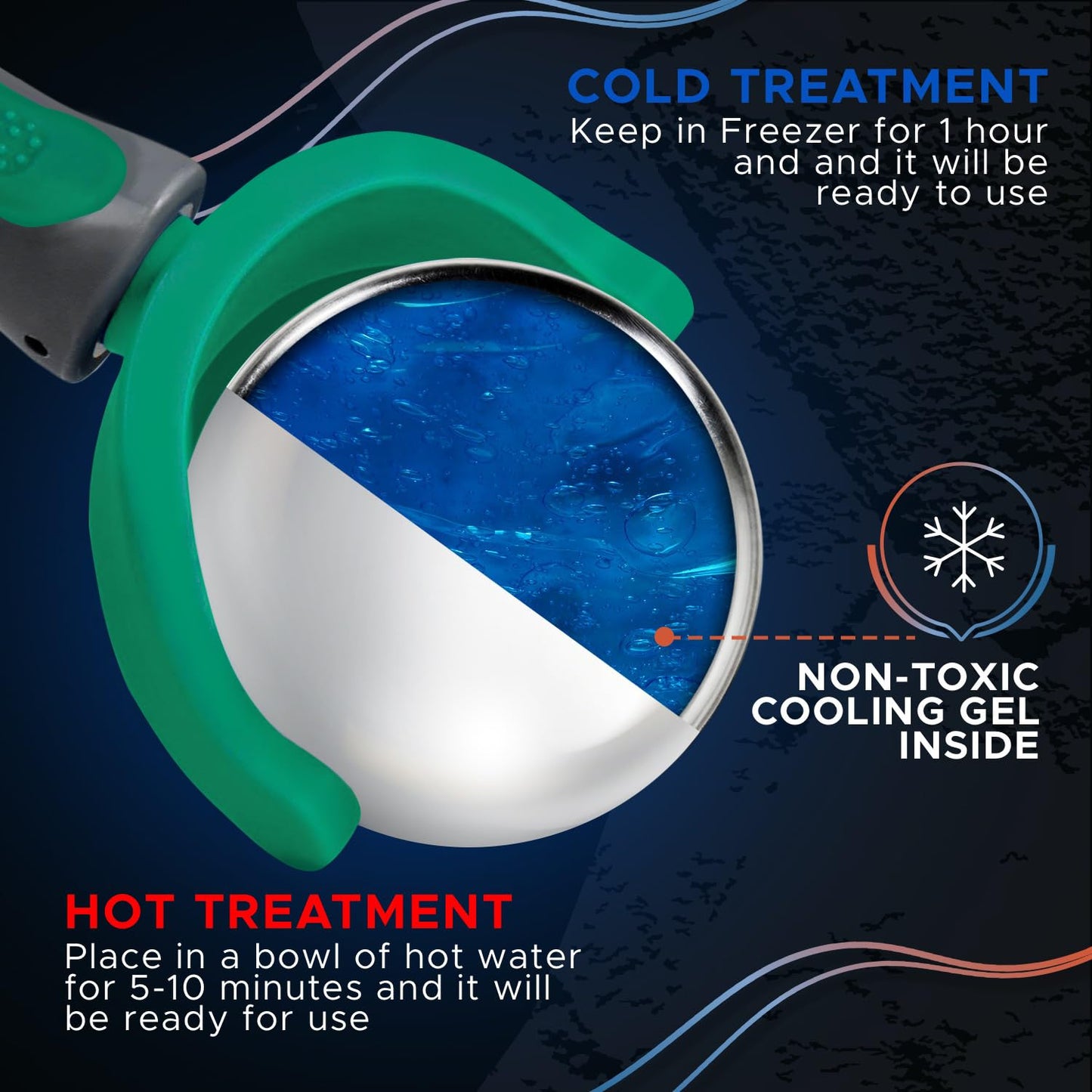 Bola de rodillo de masaje frío | Terapia fría | Bola de rodillo de hielo con mango | Barra criogénica | Alivia el dolor muscular (verde)