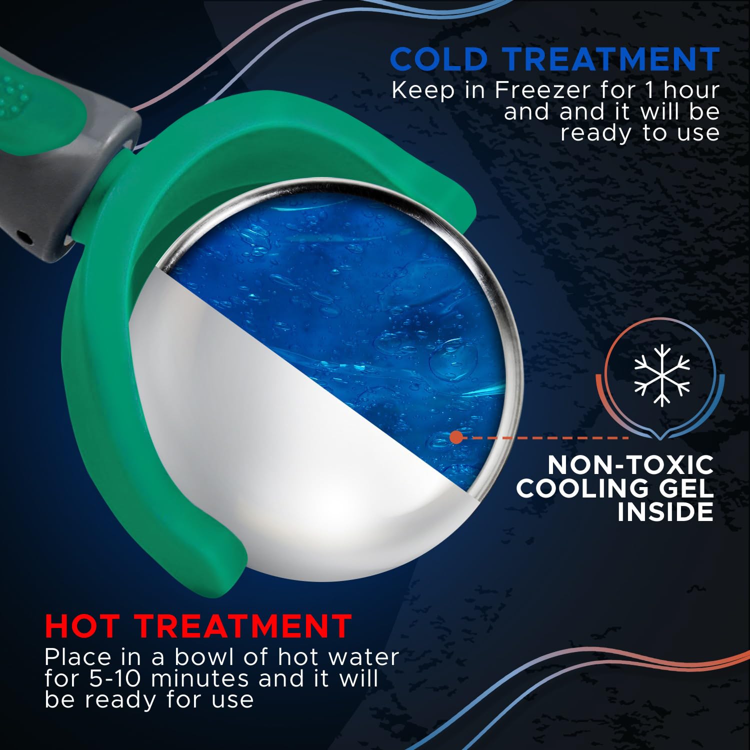Bola de rodillo de masaje frío | Terapia fría | Bola de rodillo de hielo con mango | Barra criogénica | Alivia el dolor muscular (verde)