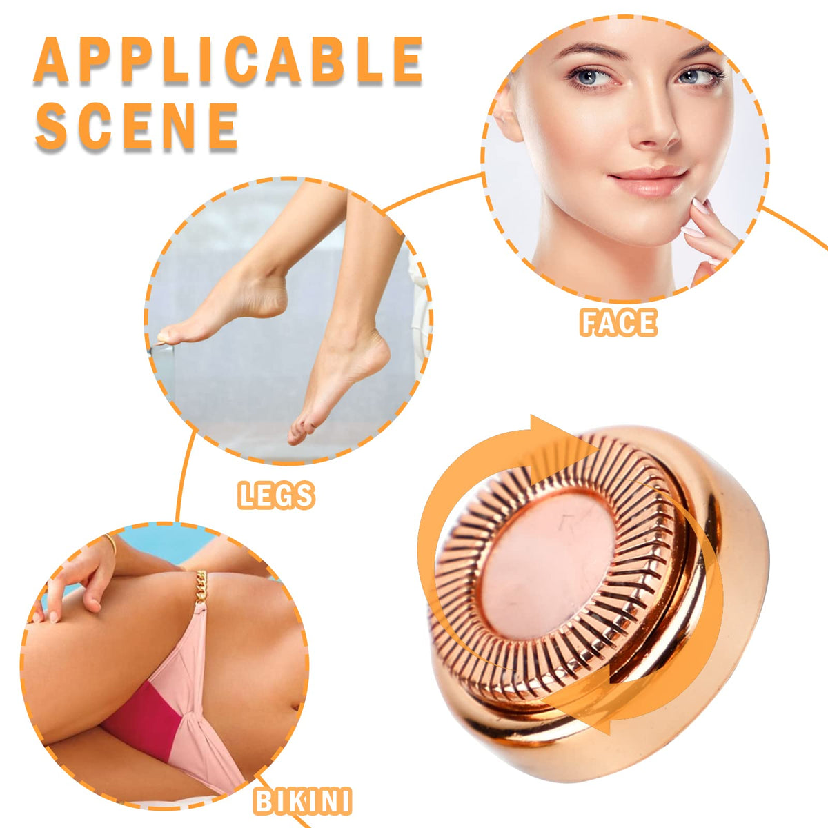 Bnapott- Cabezal de repuesto para depilación facial, 6 hojas de repuesto para la herramienta de depilación facial impecable Finishing Touch Gen 1 (oro rosa)