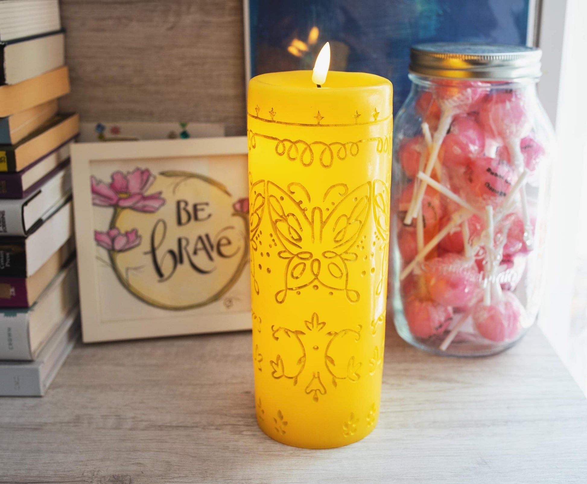 Ukonic Disney Encanto Alma's Miracle LED Réplica de vela sin llama | Pilar de cera con temporizador automático | Colección oficial