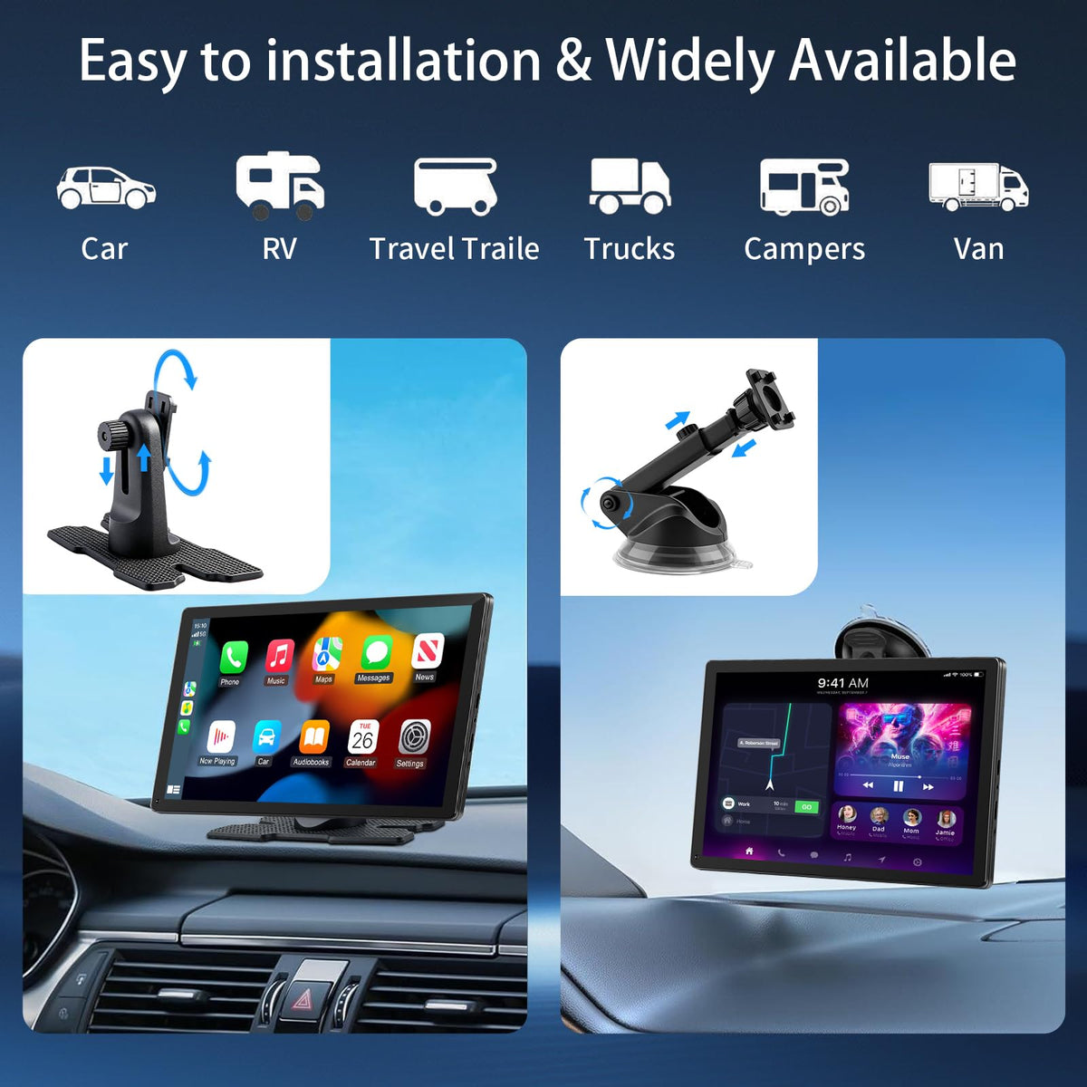 Visualización CarPlay Plateado para Coche