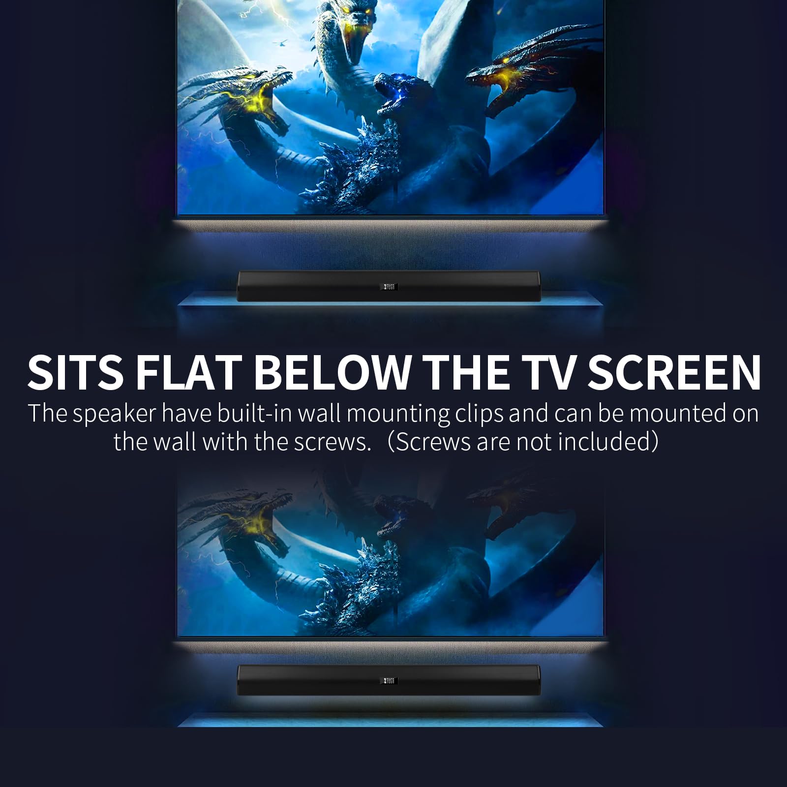 Barra de Sonido XTUGA Bluetooth Negro Inalámbrica para Teatro en Casa 2.0 Canales 40W