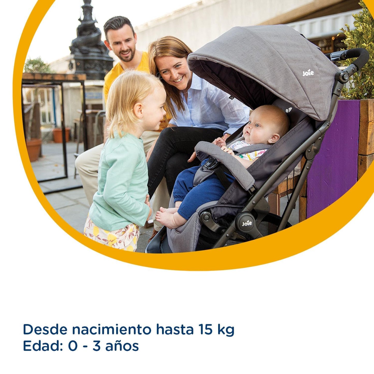 Joie Carriola para Bebe con Silla Ergonomica Tourist | Carriola Moderna para Bebes | Carriola de Baston Ligera Convertible a 2 Posiciones | Carreola con Frenos y Manija Ajustable | Carriola de viaje