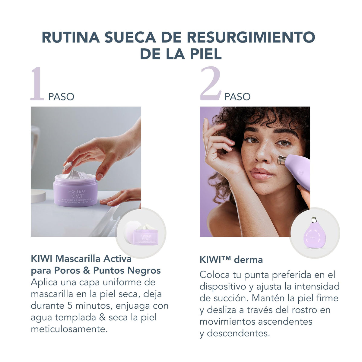 FOREO KIWI DERMA Bundle – Microdermoabrasión con punta diamante – Limpiador facial eléctrico + LUNA Micro-Foam Cleanser 2.0 con ácido salicílico – Succionador puntos negros – Limpieza poros piel grasa