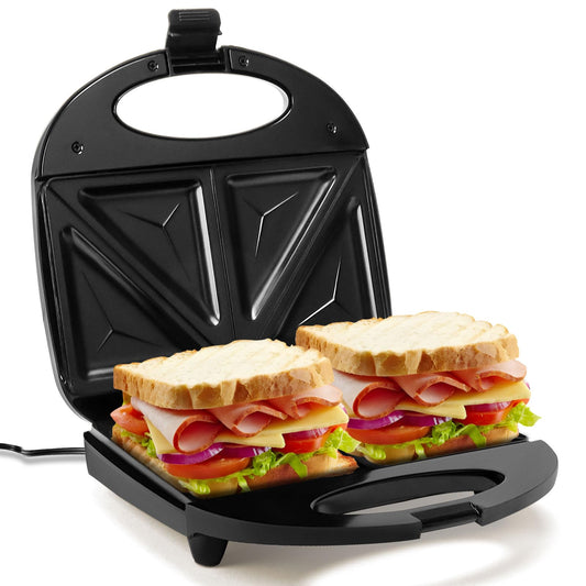 LSXD Sandwichera 750W, Panini Electrica con Recubrimiento Antiadherente, Luz Indicadora, Fácil de Limpiar, Mini Prensa para Hacer 2 Sandwiches, Pequeños Cocina Electrodomesticos (Negro)