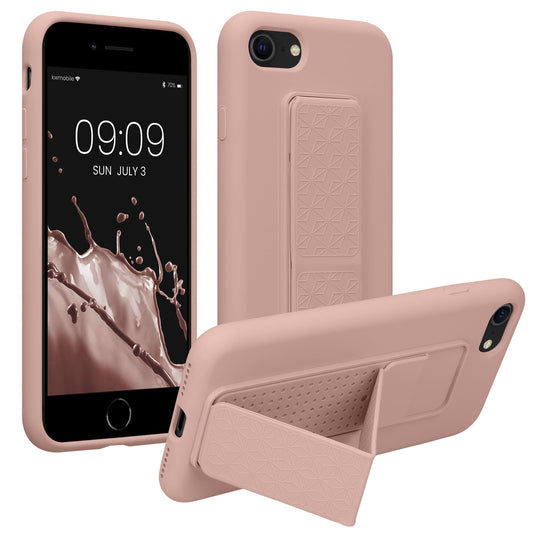 Carcasa kwmobile Rosa Palo con Soporte y Agarre para Apple iPhone SE/8/7