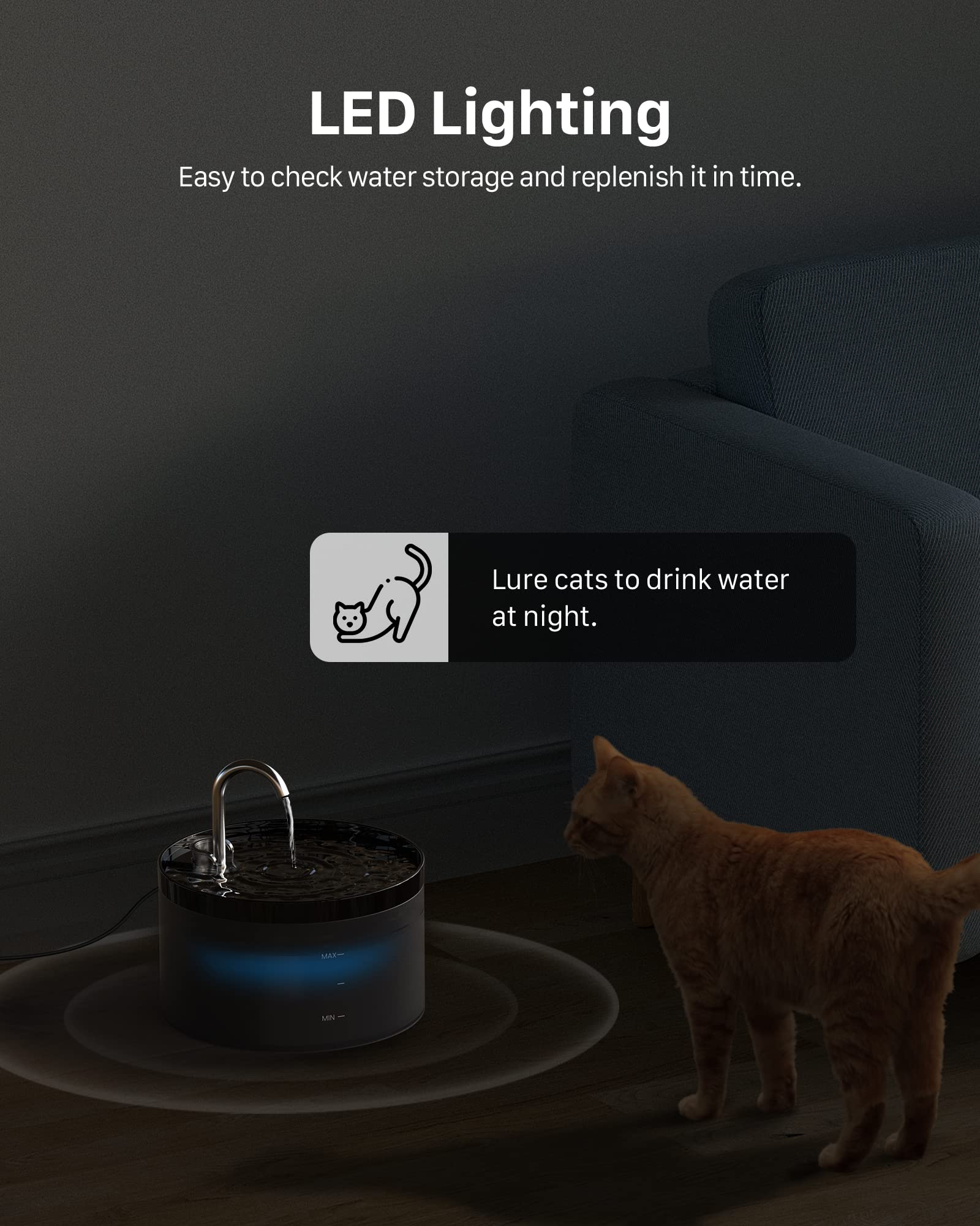 GIOTOHUN Fuente de Agua para Gato: Bebedero para Gato - 2L Fuente para Gato Súper Silenciosa Fuente para Gatos Bebedero -Negro Fuente para Gatos Bebedero para Múltiples Mascotas