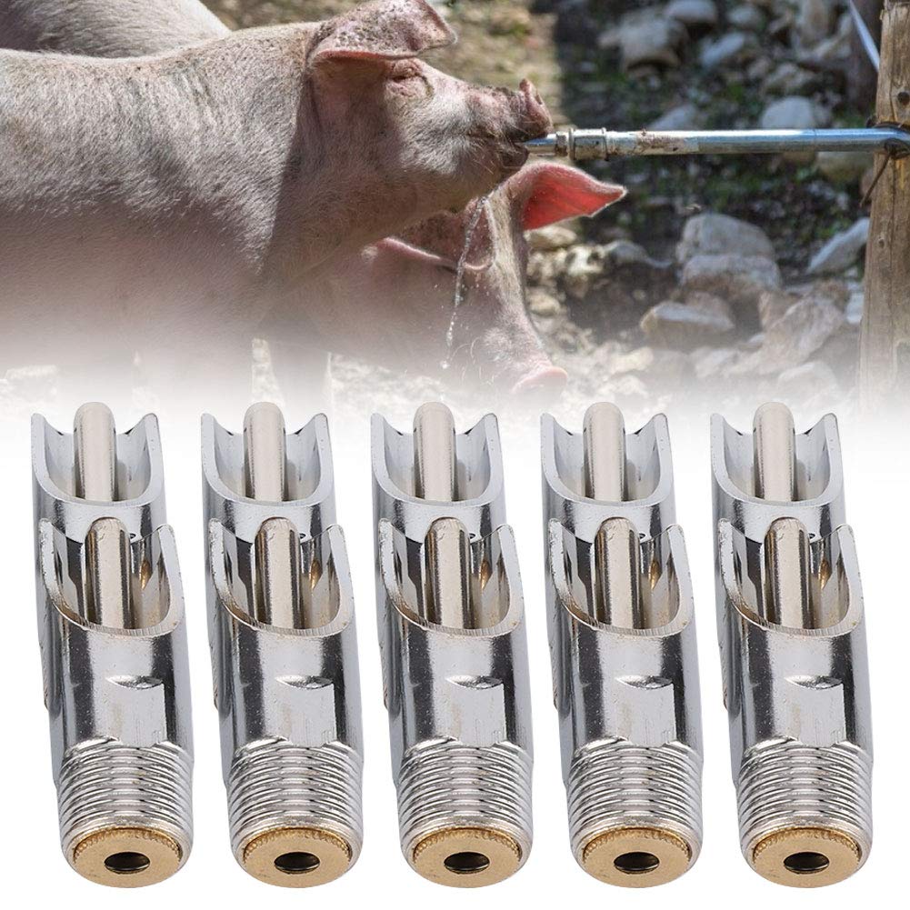 Bebedero para Cerdos, 10 Piezas de Metal Estilo Boca de Pato Bebedero para Cerdos Equipo de Agua Potable para Cerdos Suministros de Accesorios para Granjas de Ganado, Bebedero de