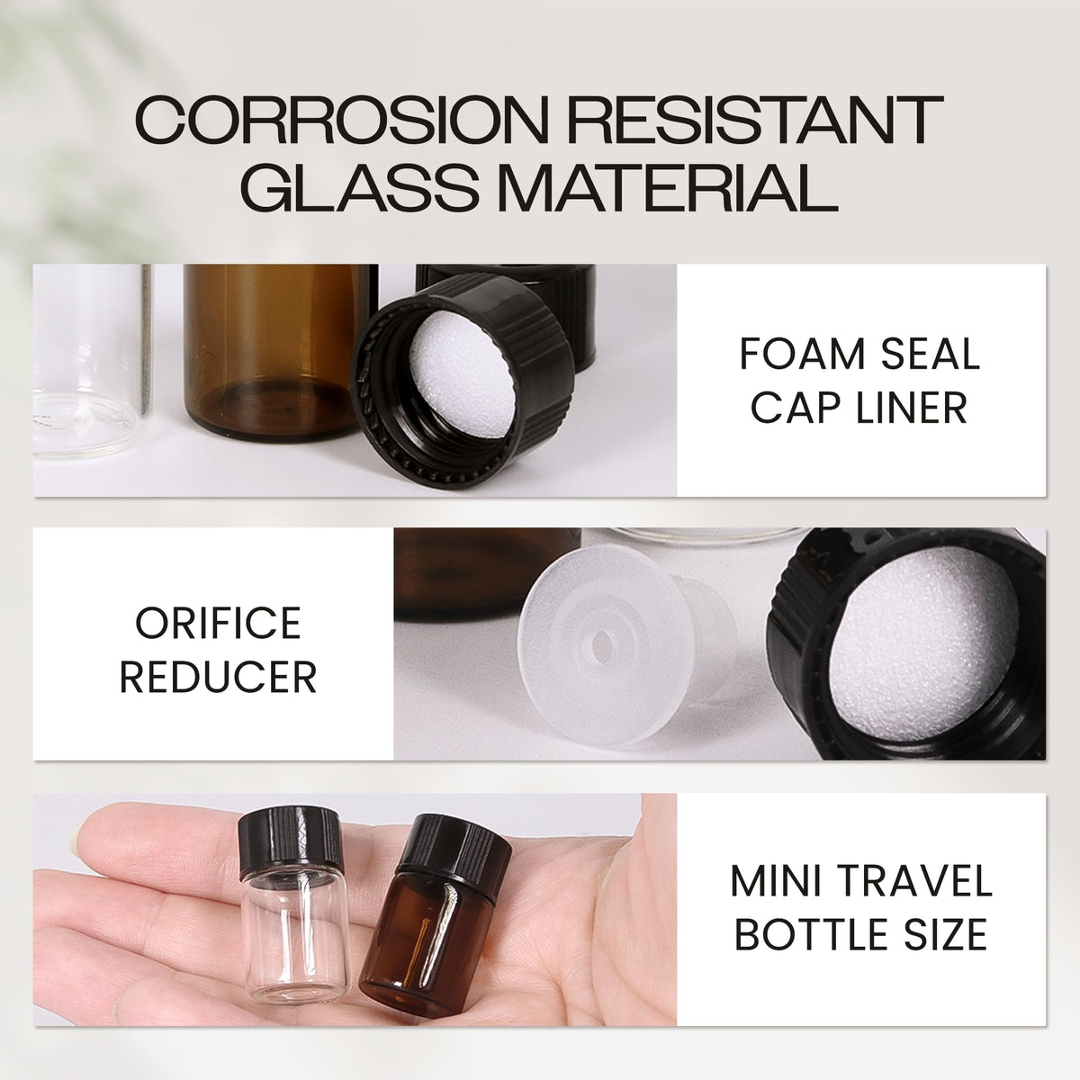 Beauticom 2ML Amber Glass Vial 60 Pieces - for Essential Oils, Aromatherapy, Fragrance, Serums, Spritzes, with Orifice Reducer and Dropper Top