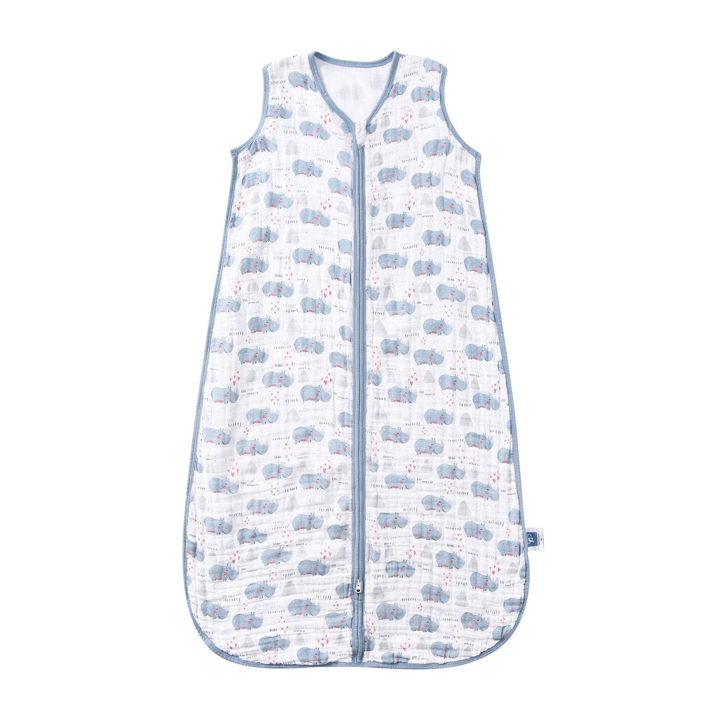 TADO MUSLIN - Saco de dormir para bebé de 12 a 24 m, manta de bebé 100% algodón orgánico, saco de dormir para niños pequeños, cierre de 2 vías, suave, grande, 4 capas, muselina 1-2 T, rinoceronte
