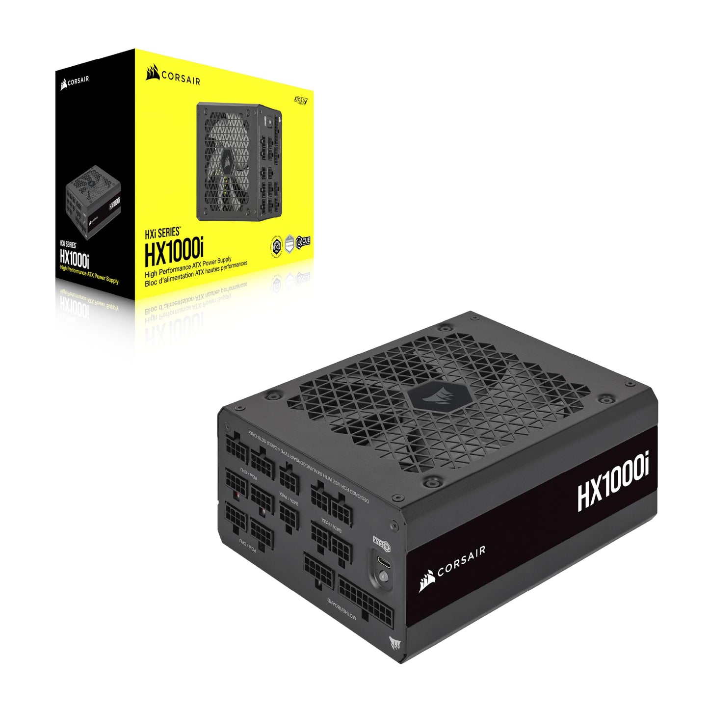 Corsair HX1000i Fuente de Alimentación ATX Totalmente Modular de Muy Bajo Nivel Sonoro - Compatible con ATX 3.0 y PCIe 5.0 -Ventilador con Rodamiento Dinámico Fluido - 80 Plus Platinum - Negro