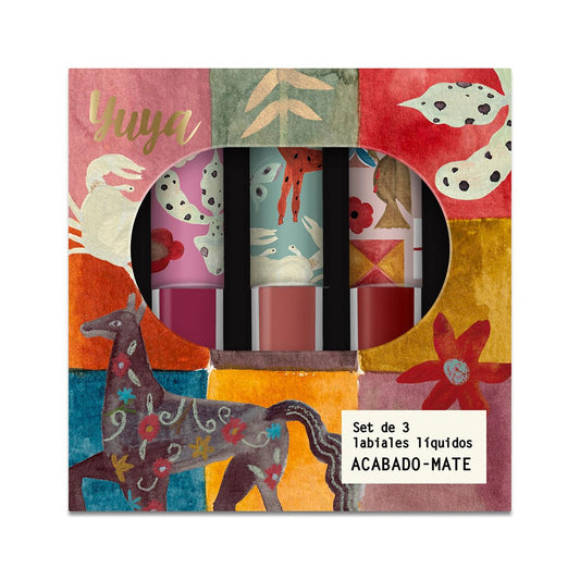 Yuya - Set de labiales indelebles larga duracion - acabado mate de larga duración (Bahía, Magnolia, Aura, Pack 3 piezas)