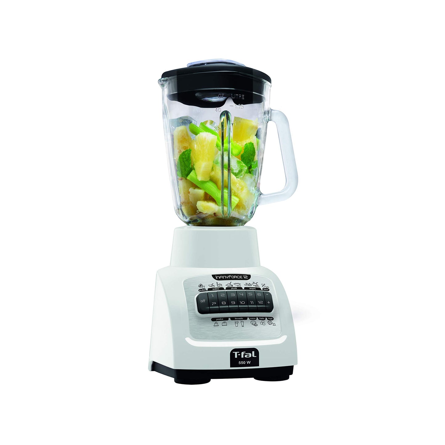 Licuadora T-Fal InfinyForce Azul con 12 Funciones y Vaso de Vidrio Termo Resistente