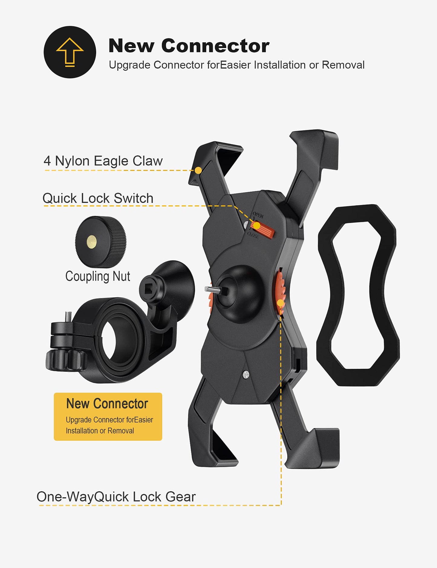 Grefay Soporte Movil Bicicleta, Soporte Universal Manillar Motocicleta para 3.5"-6.5" Smartphones con Rotación 360°