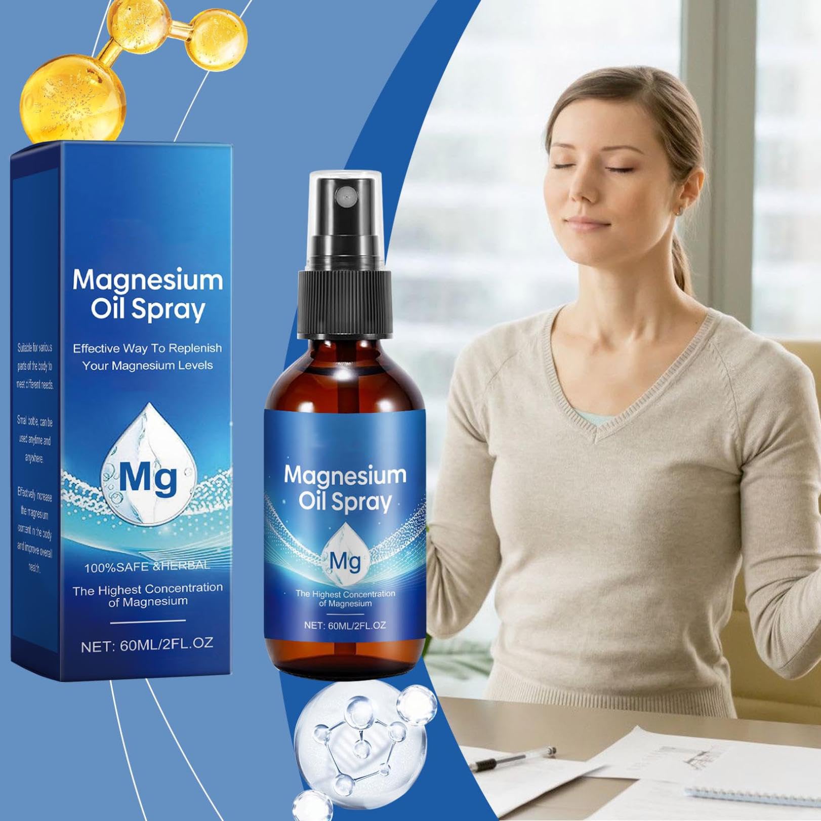 Spray Natural Orgánico de Aceite de Magnesio para Mejorar el Sueño - 60ml
