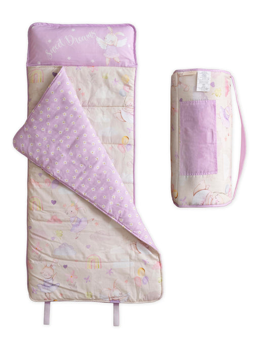 Maison d'Hermine - Tapete para dormir con almohada y manta reutilizables de 55 x 27 x 1.5 pulgadas, para niños y niñas, tapete para dormir preescolar con correas de transporte de hombros, tela de