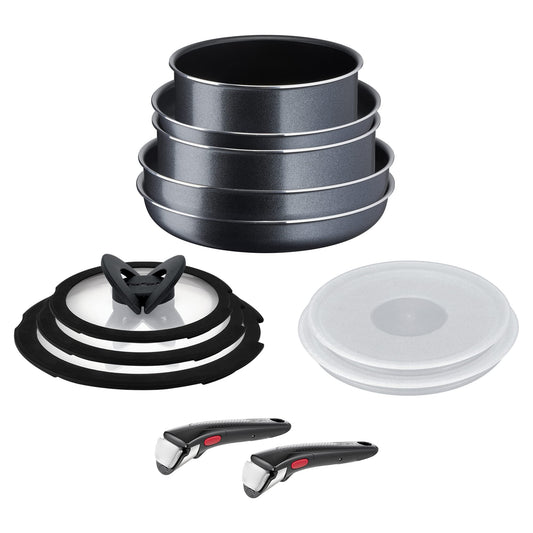 Batería de Cocina T-fal Ingenio XL Force Negro con Mango Removible y Antiadherente Titanium 2x