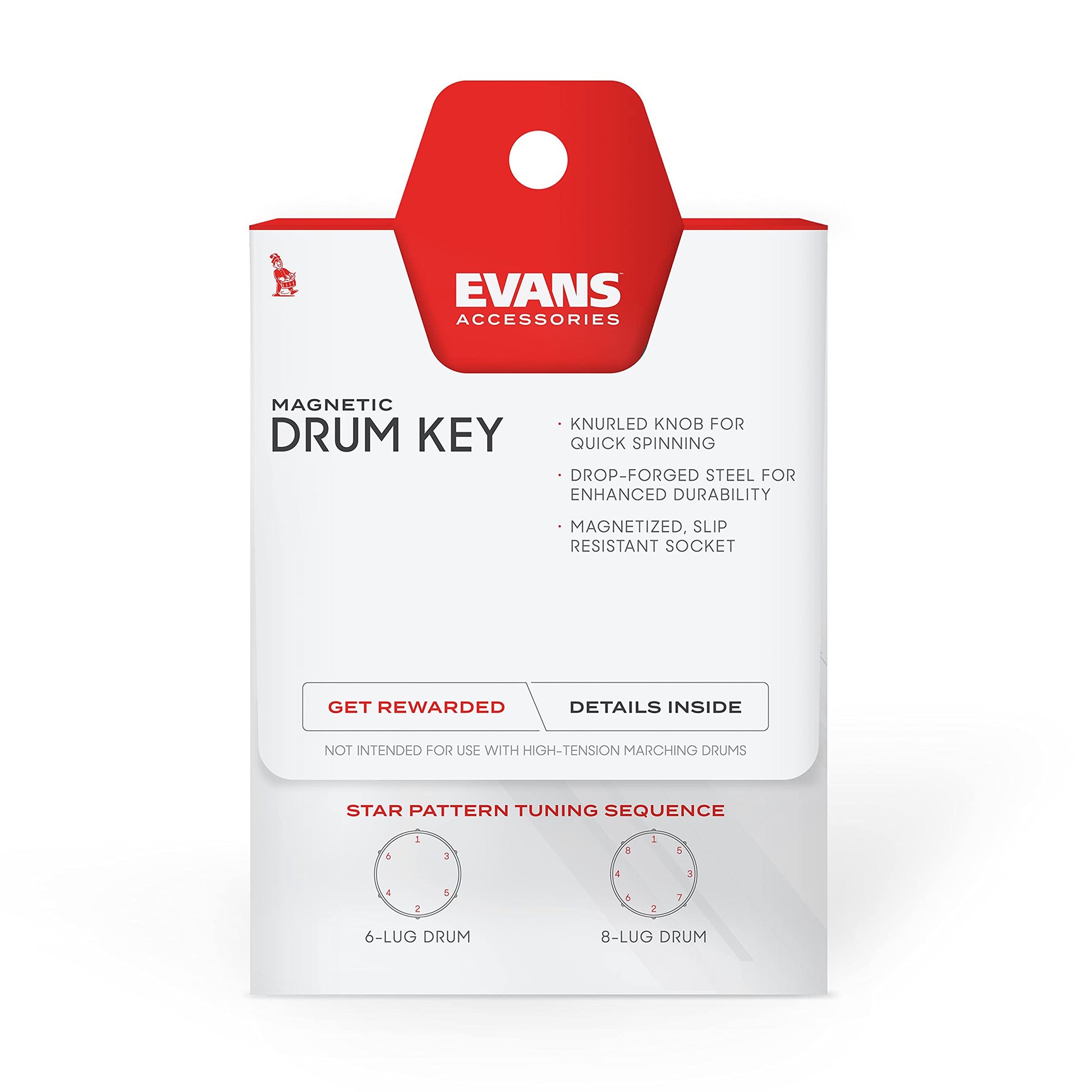 EVANS Llave para Batería DADK Herramienta de Afinación Ajuste Preciso Más Durabilidad Ergonómico Fácil de Usar Accesorio para Bateristas - DADK - Llave para Batería.