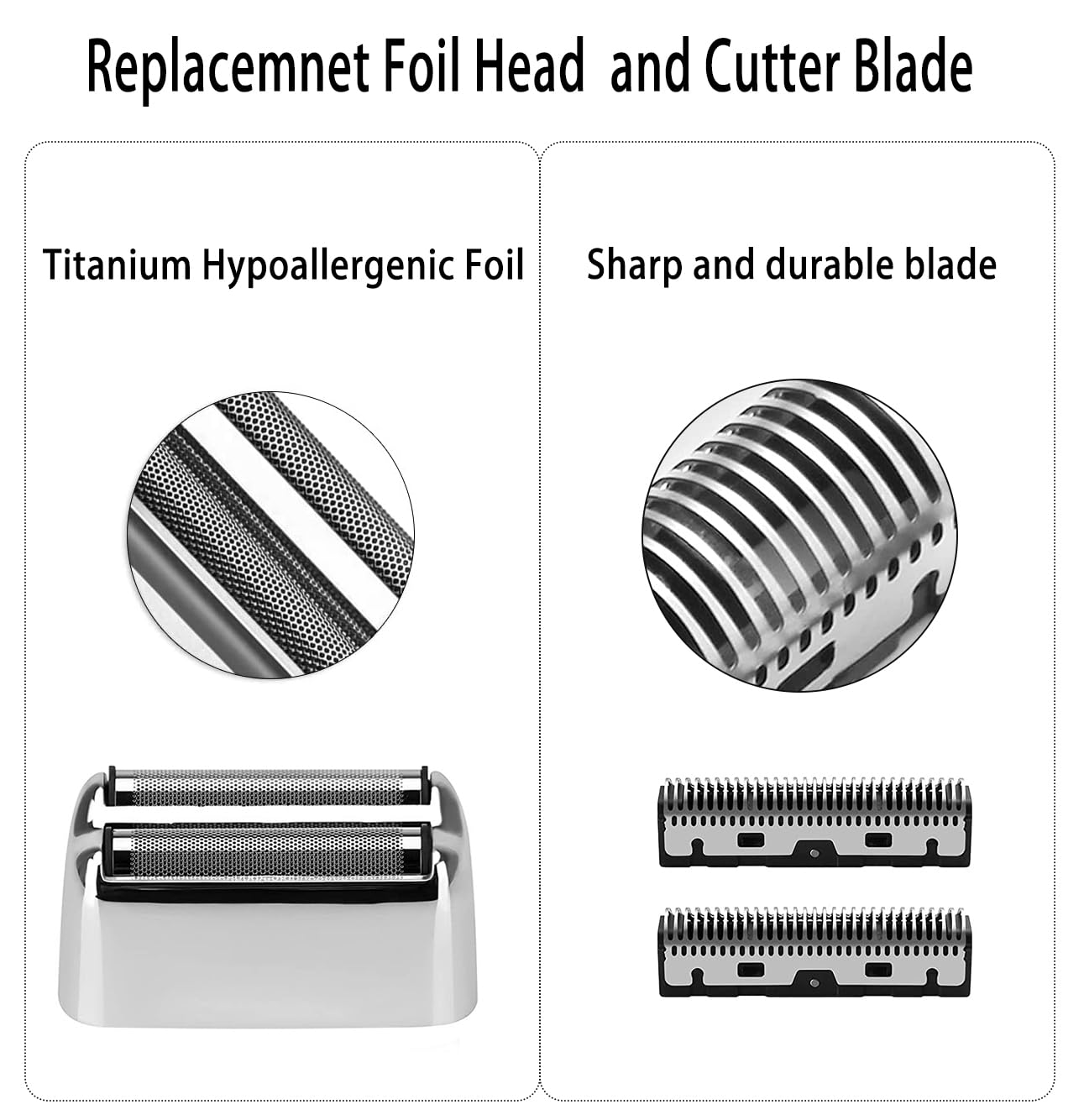 Juego de cortadores de papel de aluminio para afeitadora Babyliss Kaynway Professional Replacement emnet Cutter Blade para BaBylissPRO Barberology Metal Double Foil Shaver FX – Incluye 2 láminas, 2 cuchillas, 1 cubierta de cortador