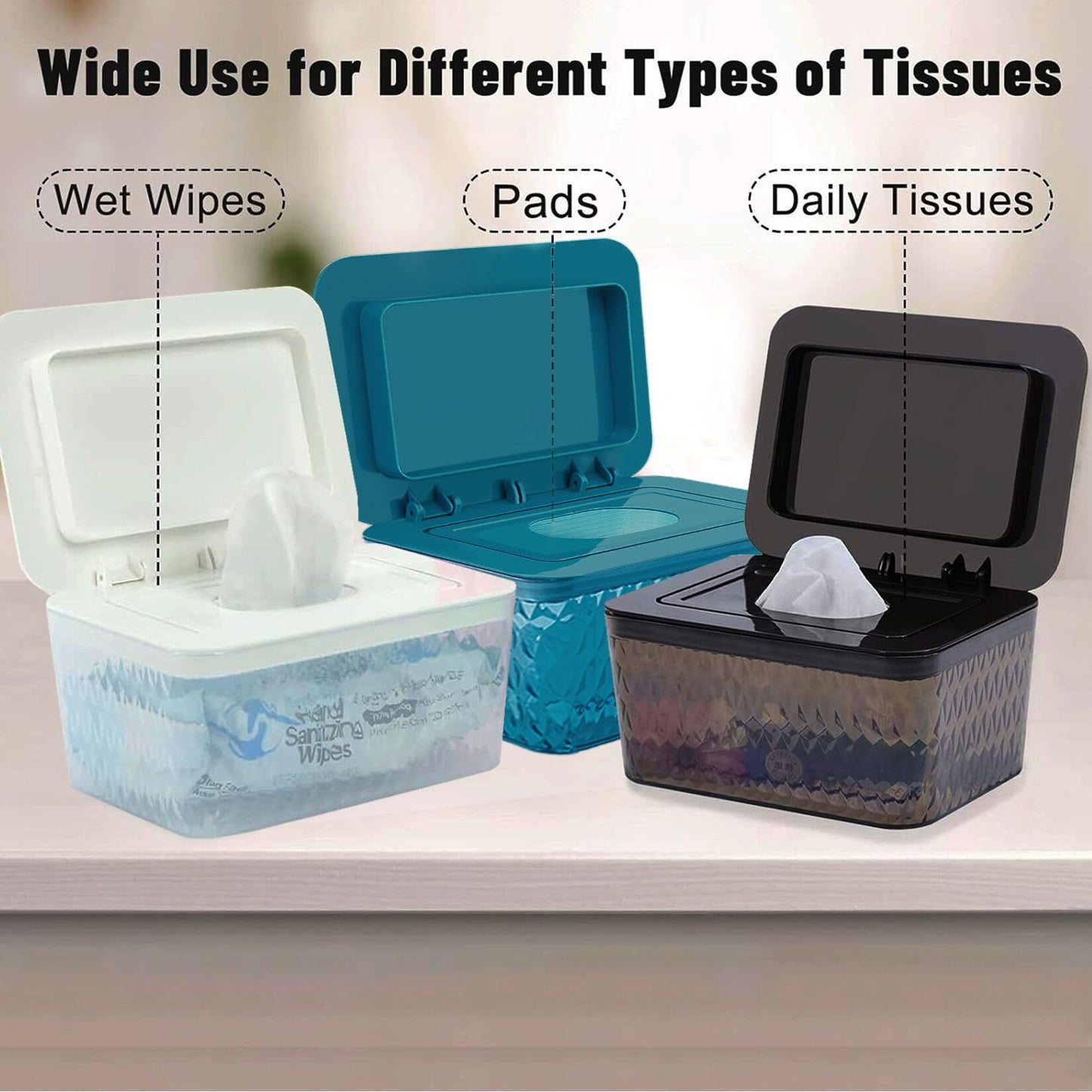 HSWT 2 Pack Dispensador de toallitas con diseño de sello - Juego de caja de dispensador de toallitas para baño, mantiene las toallitas frescas, a prueba de polvo y antideslizante