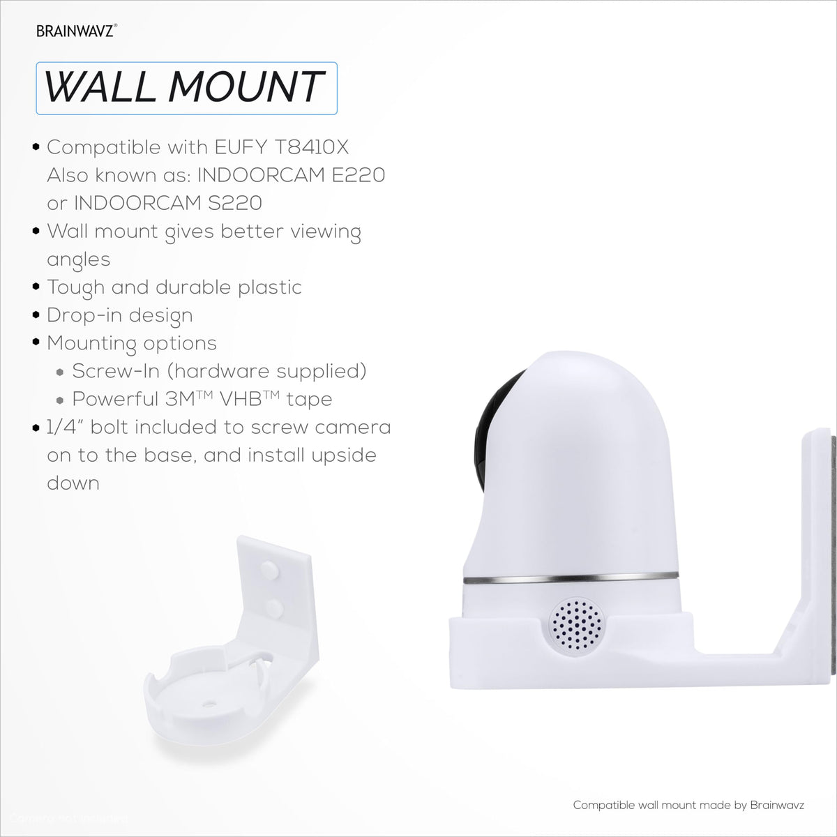 Soporte de Pared Eufy S220 Blanco con Calcomanía y Montaje Atornillado para Cámara de Seguridad