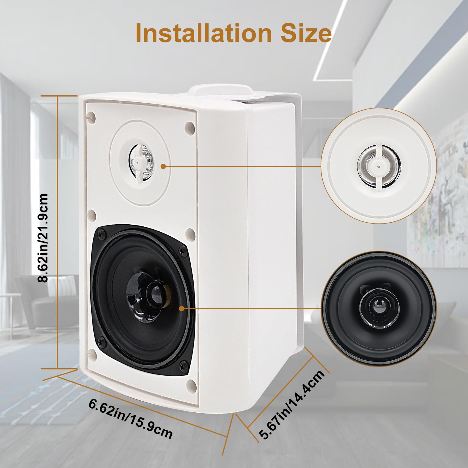Herdio Altavoces de 400 vatios de 4 Pulgadas con Tweeter de cúpula estéreo Superior para Interiores y Exteriores, Sistema de Montaje en Pared Impermeable (4 Altavoces)