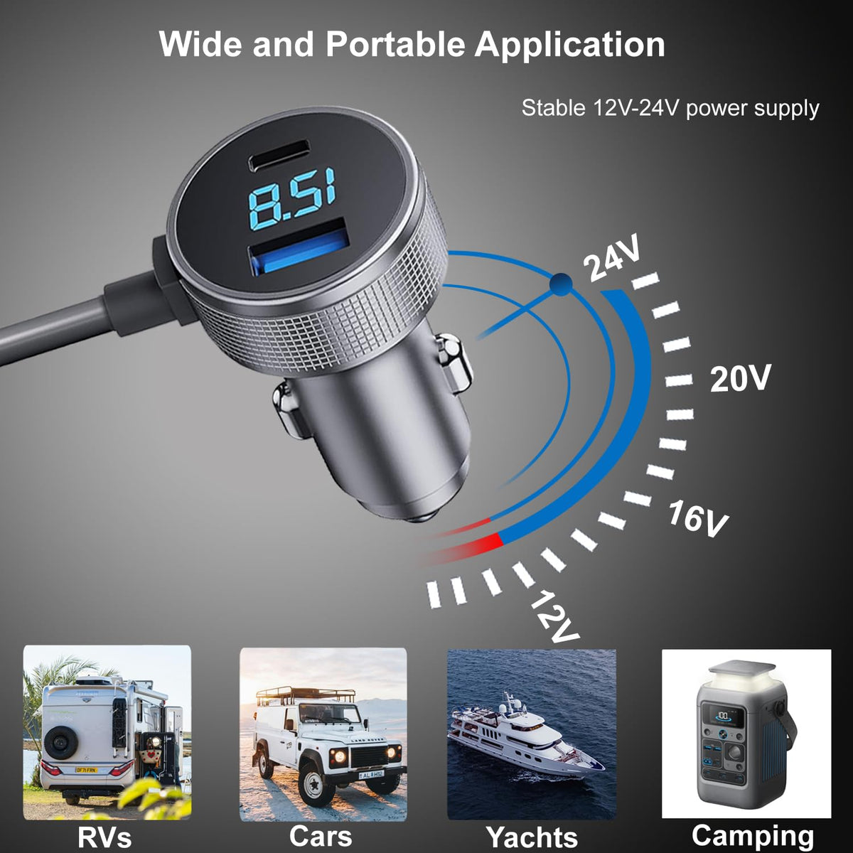Cable de Alimentación rvicees Negro para Coche Starlink Mini con Pantalla Digital y Puerto US