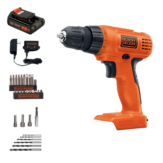 BLACK+DECKER 20 V MAX* POWERECONNECT Taladro/desarmador inalámbrico + 30 piezas. Kit (LD120VA).