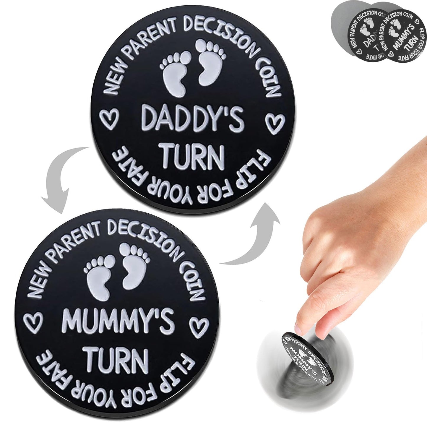 Regalos de baby shower, monedas de decisión de doble cara para nueva mamá y papá, divertidos regalos para recién nacidos, regalos para padres nuevos para parejas, regalos posparto para mamá, artículos esenciales para mamá