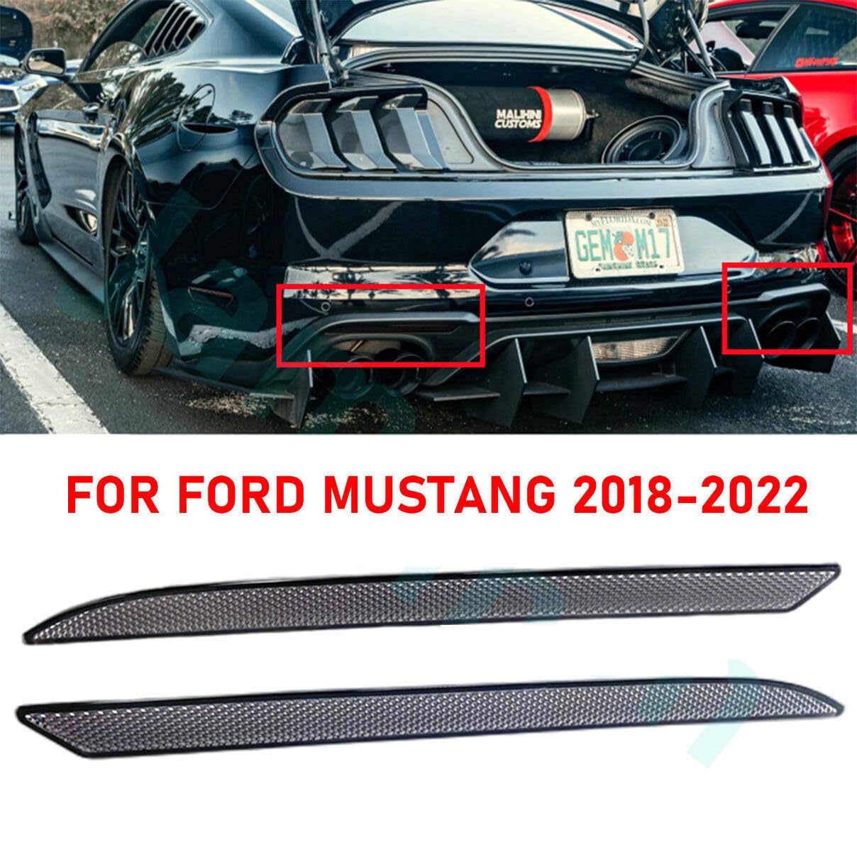 1 par de lentes tintadas ahumadas para reflector de marca lateral del parachoques trasero para Ford Mustang 2018 2019 2020 2021 2022