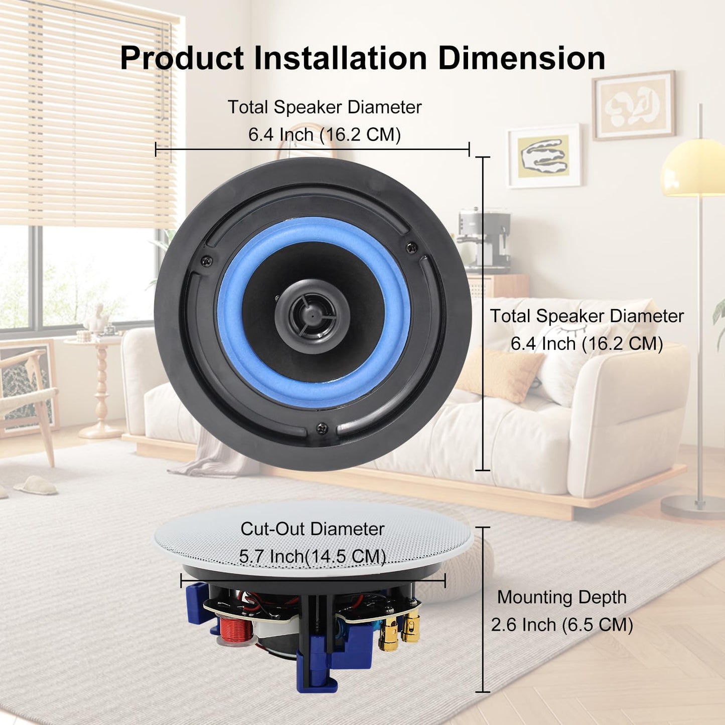 Herdio HCS418 de 4 pulgadas, 160 W, montaje empotrado de 2 vías en el techo en la pared, altavoces pasivos ideales para baño, cocina, sala de estar, oficina (un par)