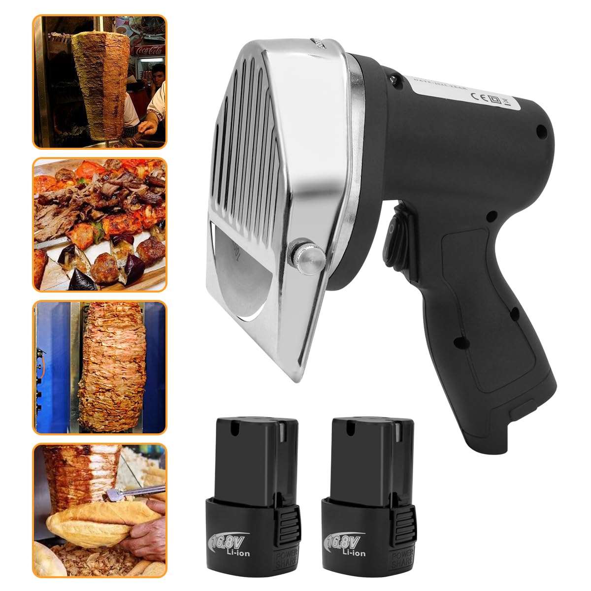 Rebanadora Eléctrica Shawarma Doner Kebab Inalámbrica con Cargador Rápido