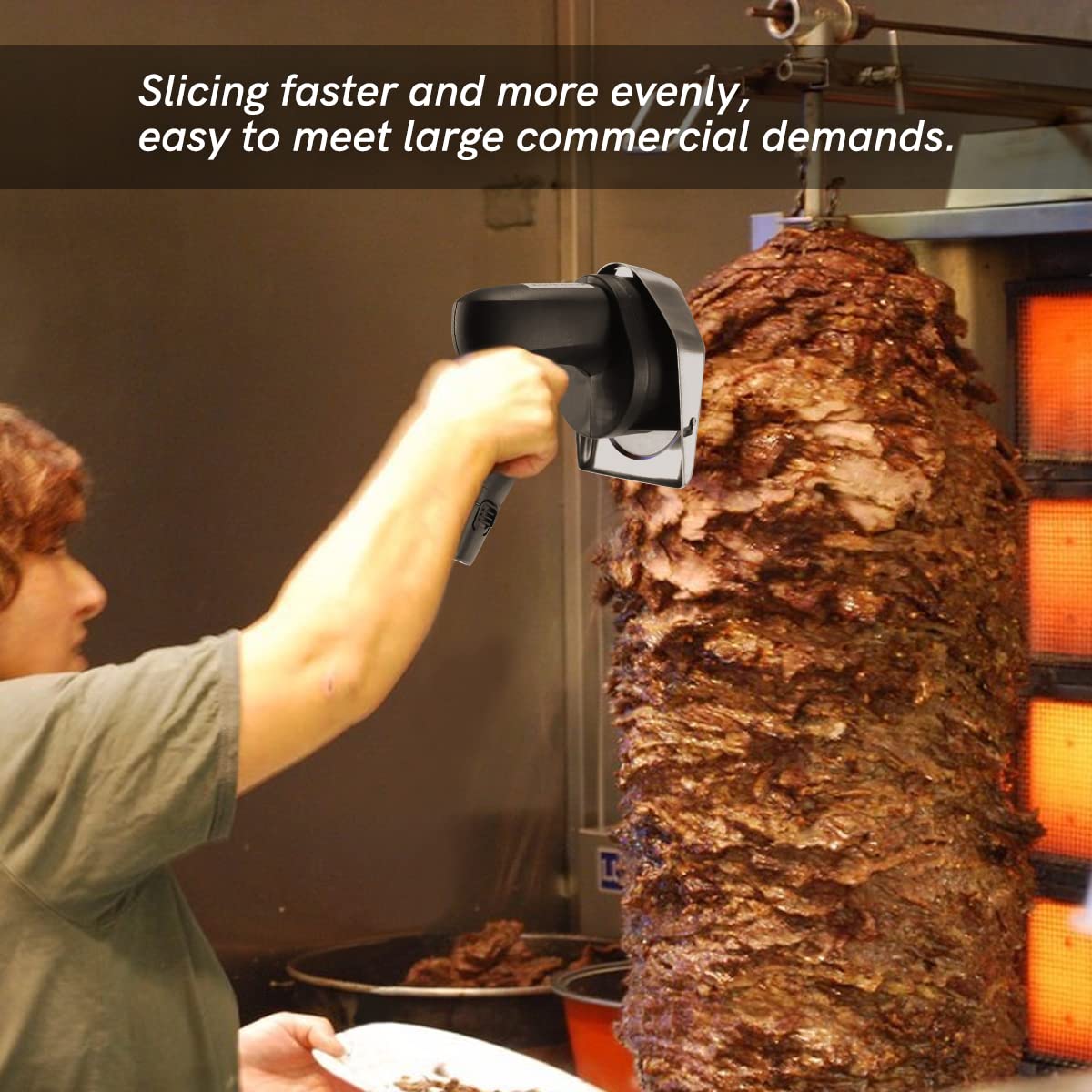 Rebanadora Eléctrica Shawarma Doner Kebab Inalámbrica con Cargador Rápido